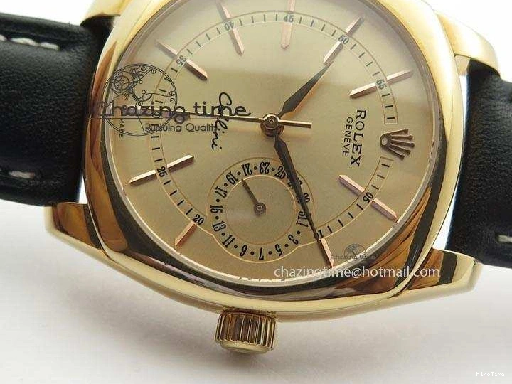 MiroTime 0209 Cozy Cellini Date RG Rose Gold Dial Stick Markers On Black Leather Strap A 3873